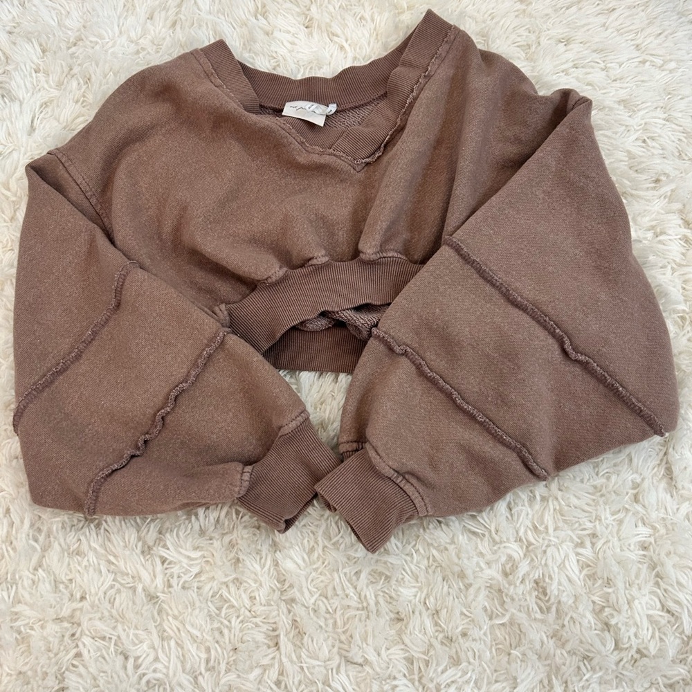 Urban Outfitters Brown Cropped Hoodie